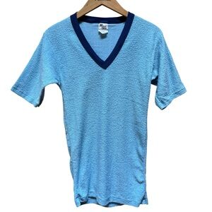 1970s Knit Classic Unisex Terrycloth‎ V-Neck Shirt